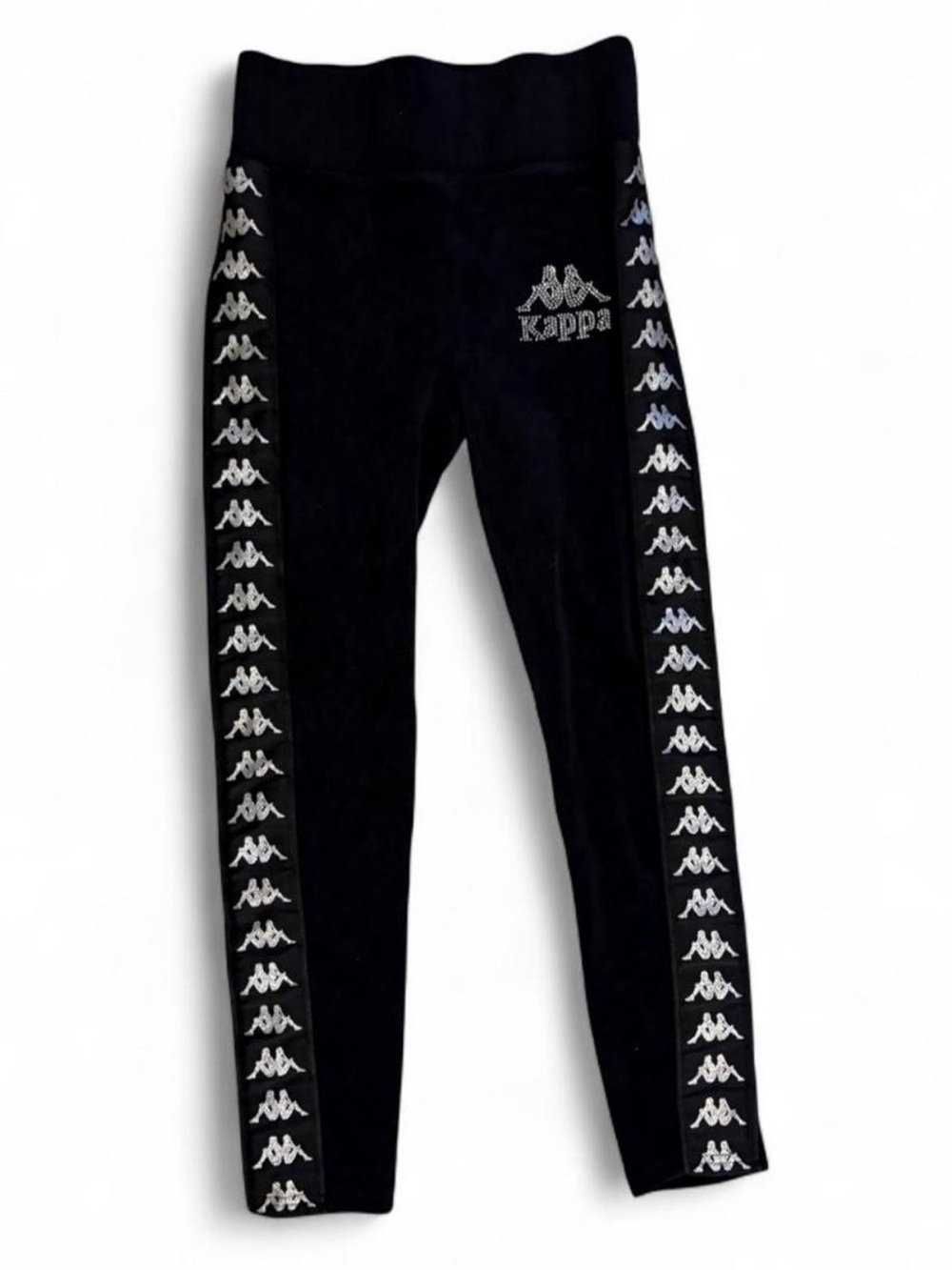 Kappa Black Leggings with Dimond Logo Stripe